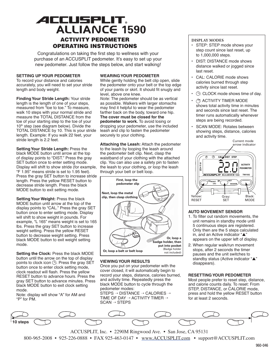 Accusplit AL1590 User Manual | 2 pages