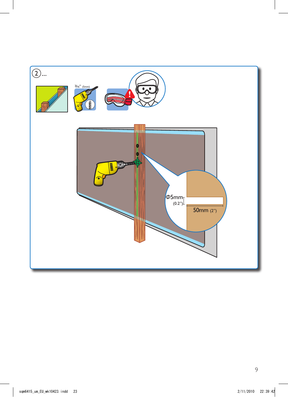 950mm, Ф 5mm | Philips Support mural LCD User Manual | Page 23 / 30