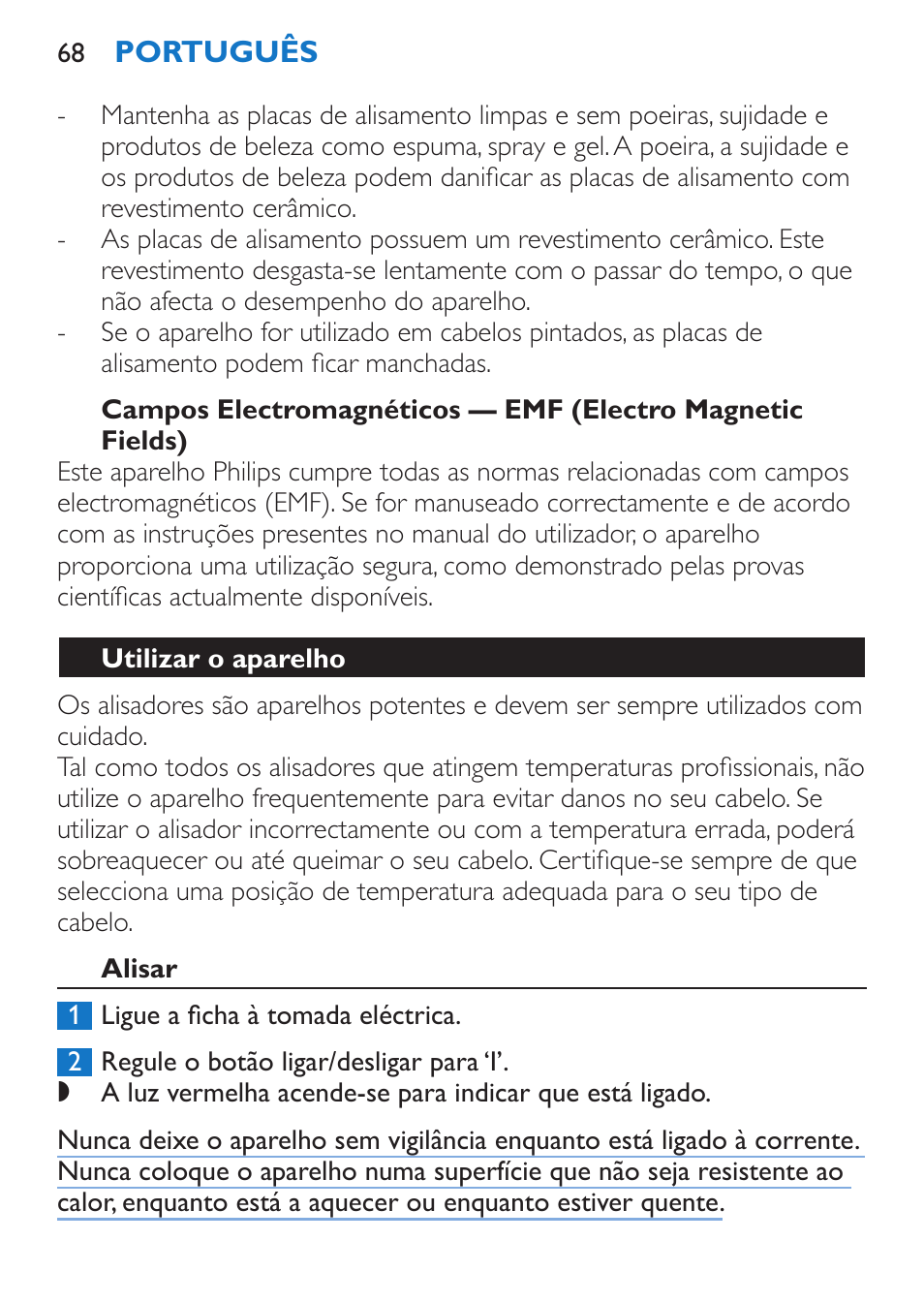 Utilizar o aparelho, Alisar | Philips Sèche-cheveux et lisseur User Manual | Page 152 / 168