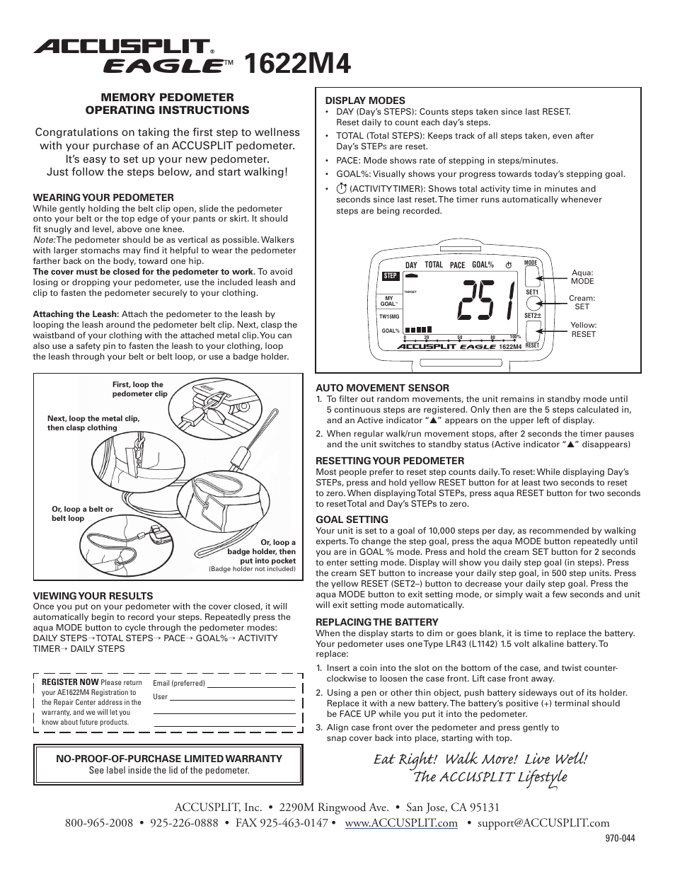 Accusplit AE1622M4 User Manual | 1 page