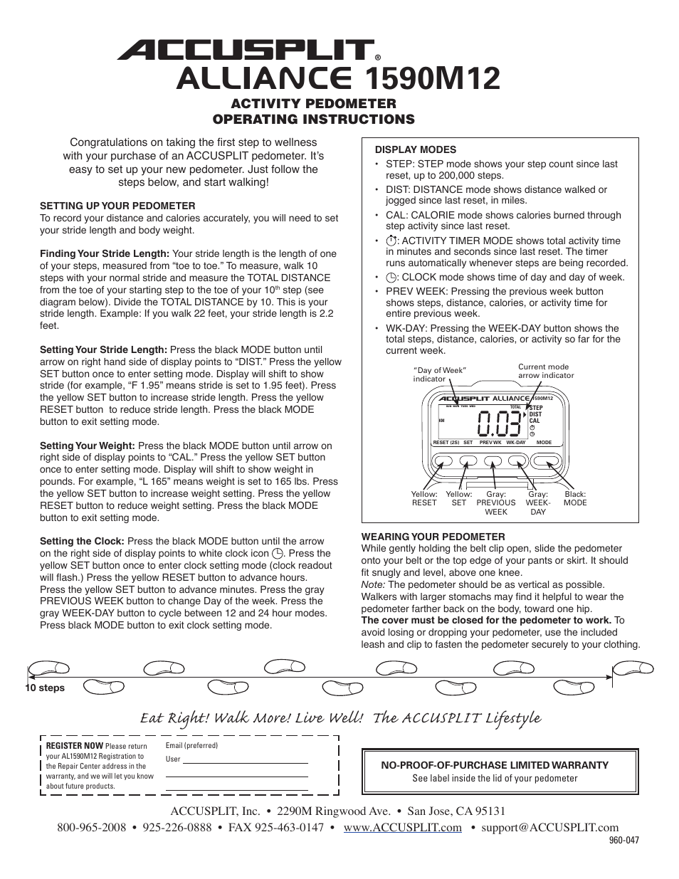 Accusplit AL1590M12 User Manual | 2 pages