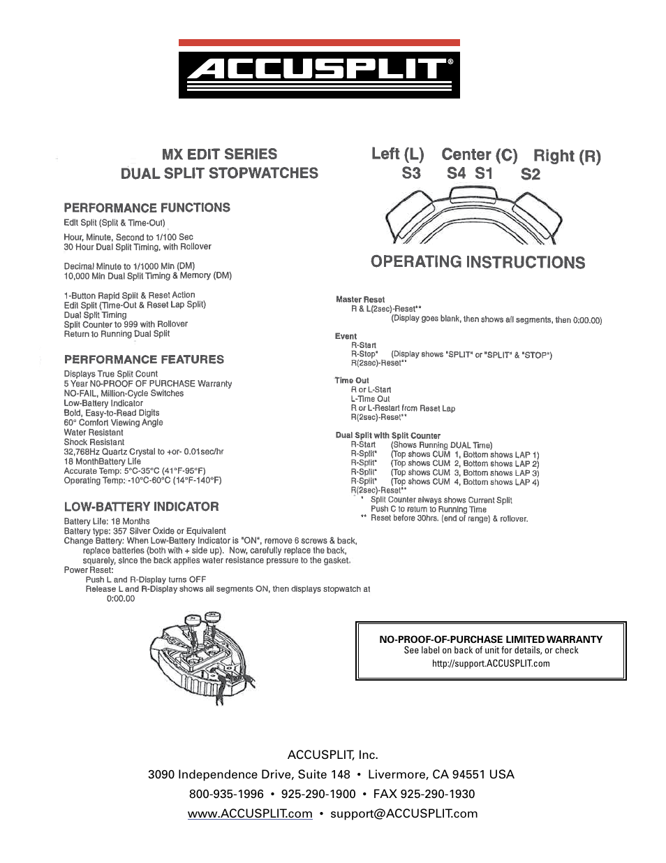 Accusplit A700MXDMED User Manual | 1 page