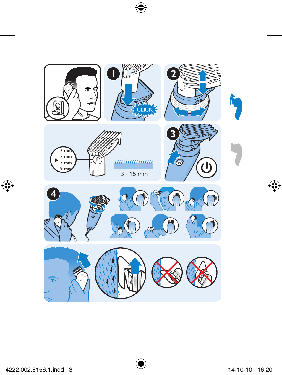 Philips Do-It-Yourself clipper Se tondre les cheveux soi-même User Manual | Page 3 / 8