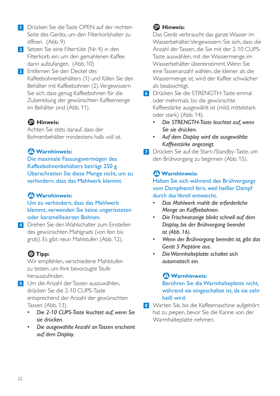 Philips Grind & Brew Cafetière User Manual | Page 22 / 108