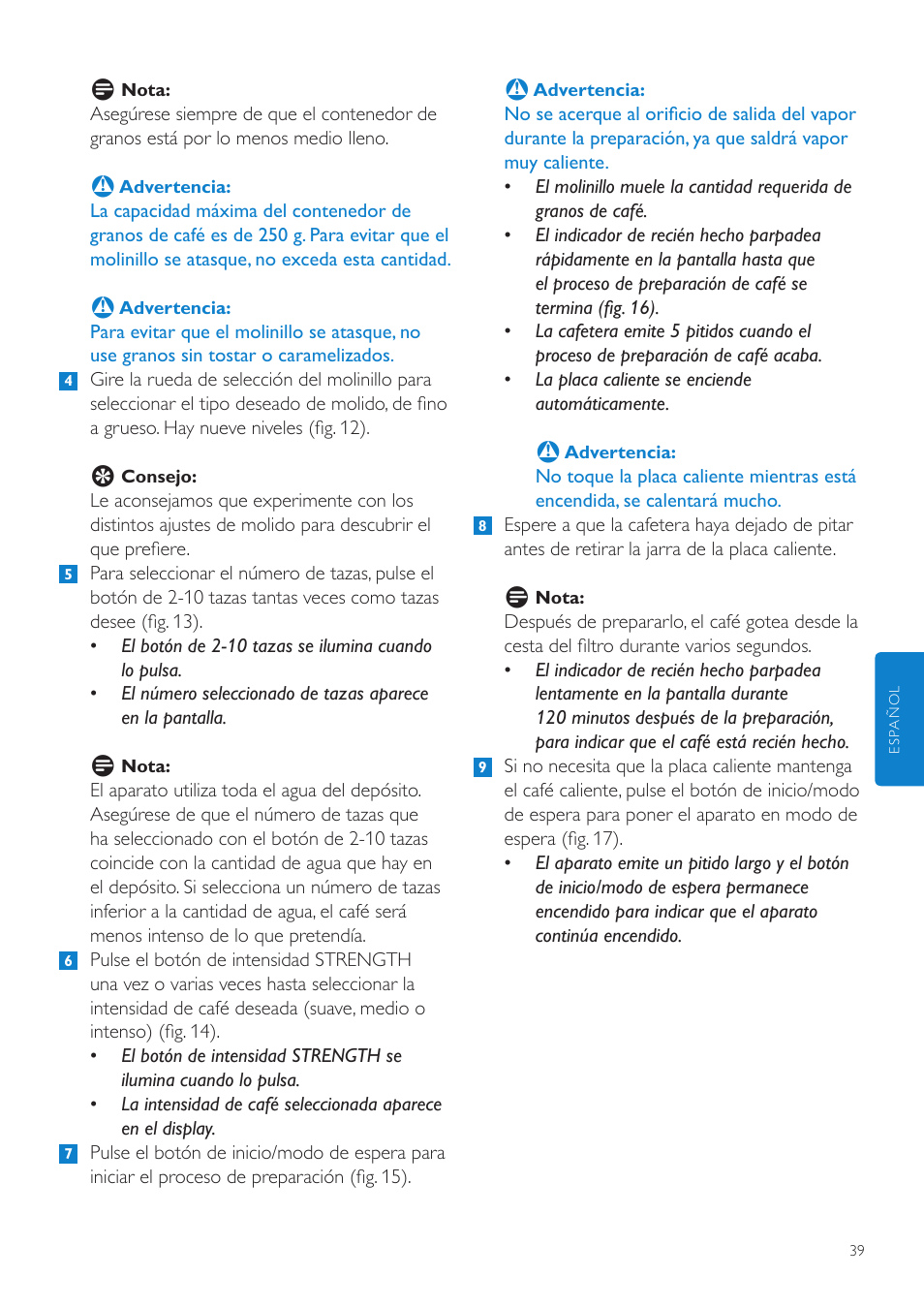 Philips Grind & Brew Cafetière User Manual | Page 39 / 108