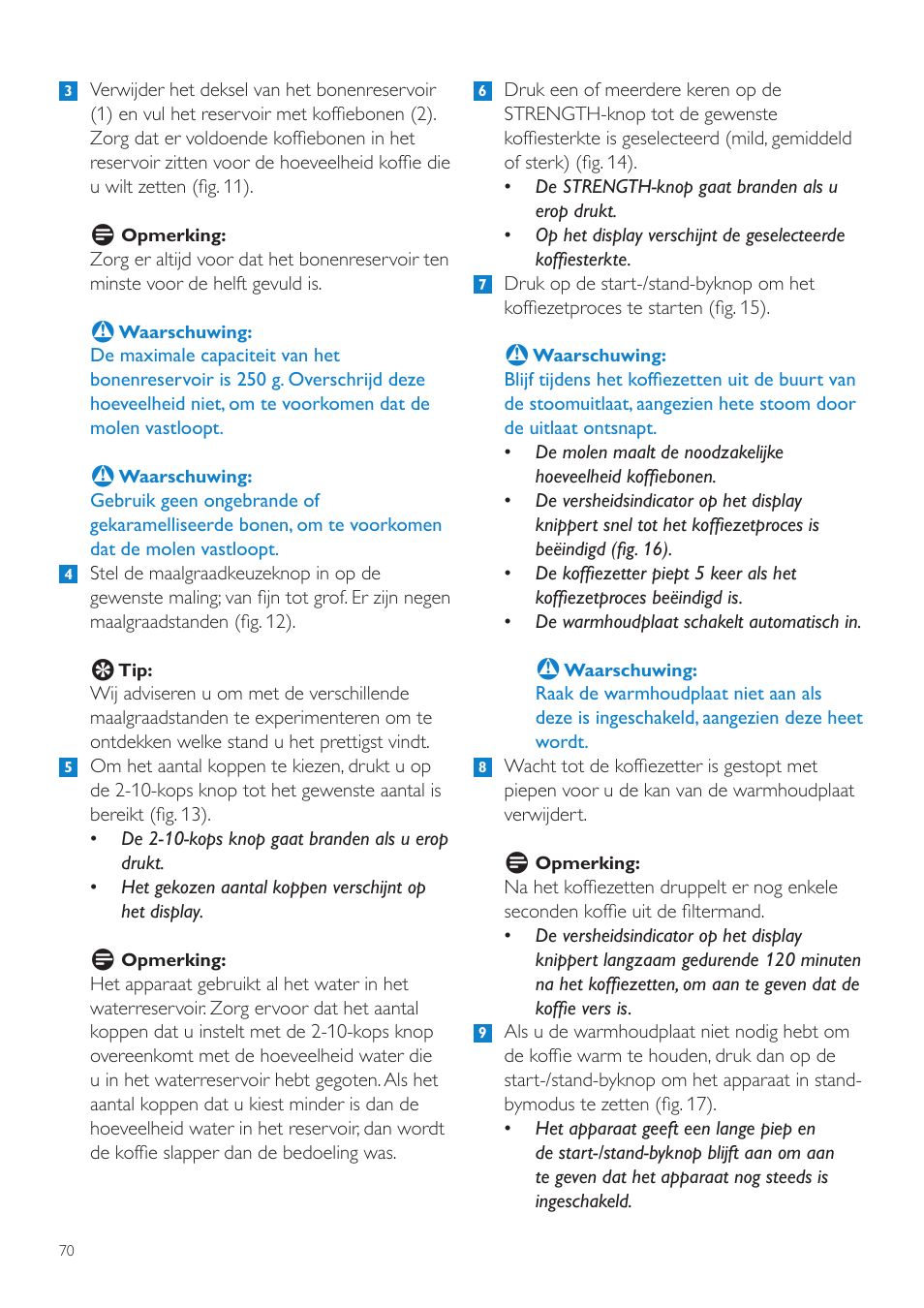 Philips Grind & Brew Cafetière User Manual | Page 70 / 108