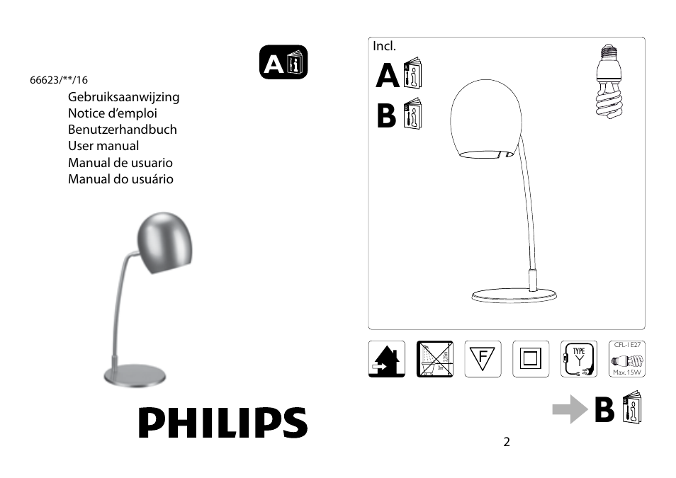 Philips myHomeOffice Lampe à poser User Manual | 2 pages