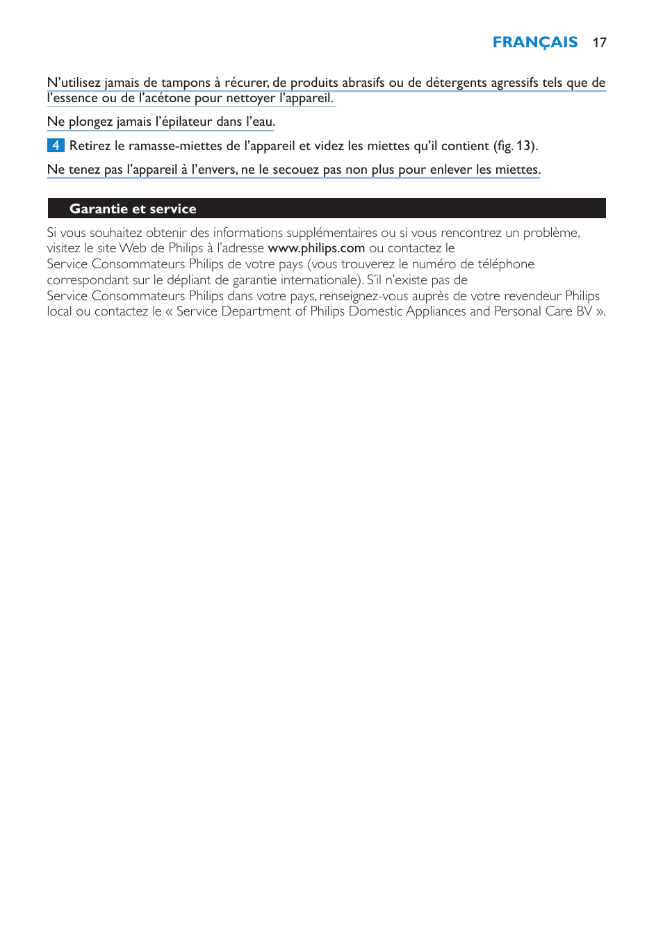 Garantie et service, Introduction | Philips 2 fentes User Manual | Page 17 / 24