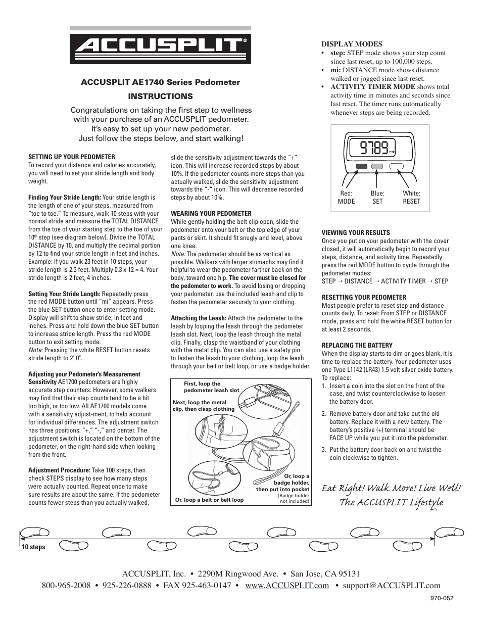 Accusplit AE1740 User Manual | 1 page