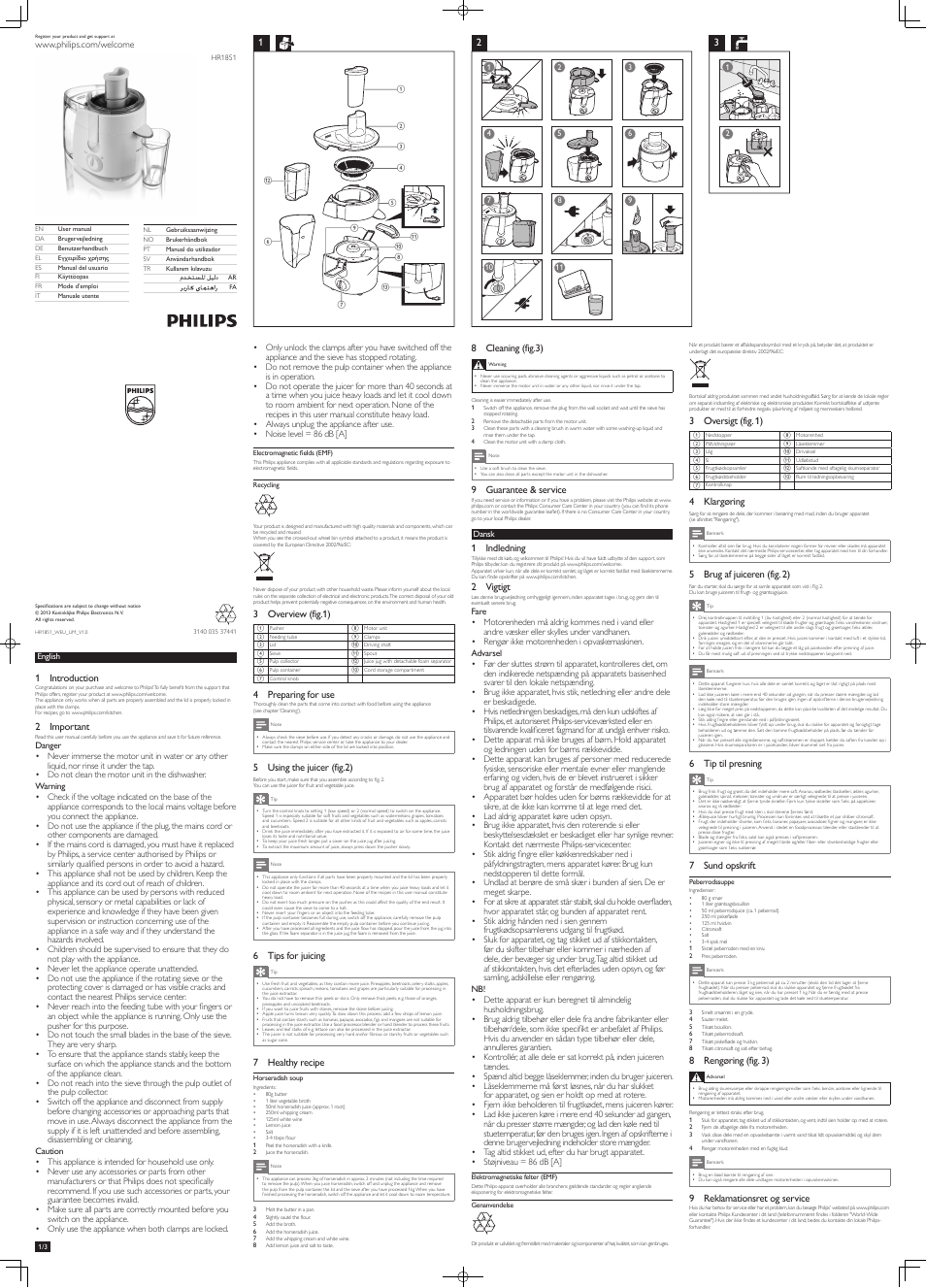 Philips HR1851 WEU UM V1.0 User Manual | 6 pages