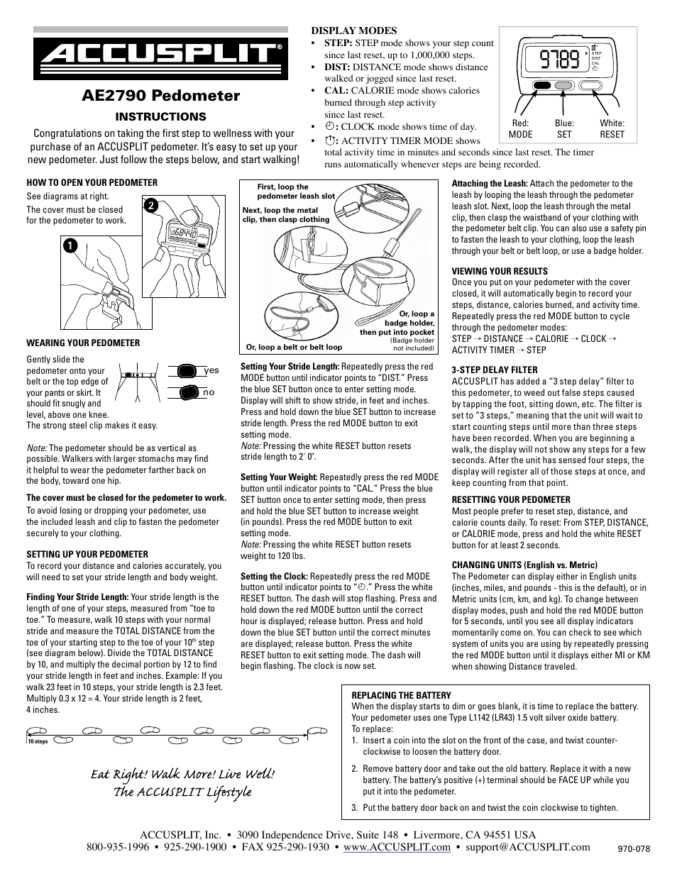 Accusplit AE2790 User Manual | 1 page