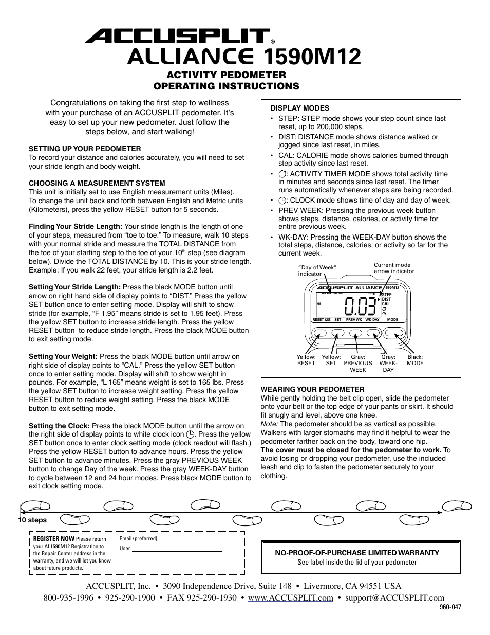 Accusplit 1590M12 User Manual | 2 pages