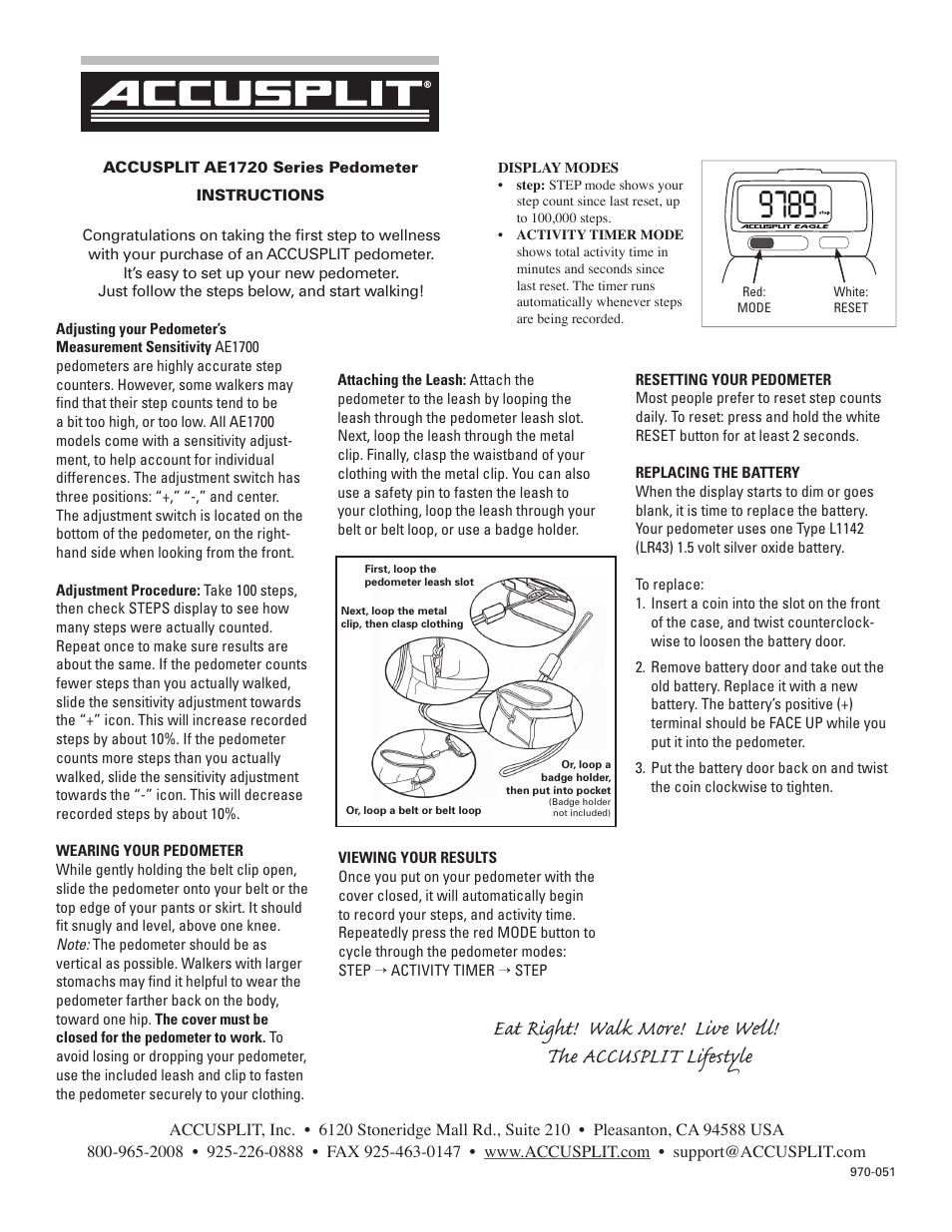 Accusplit Eagle AE1720 User Manual | 1 page