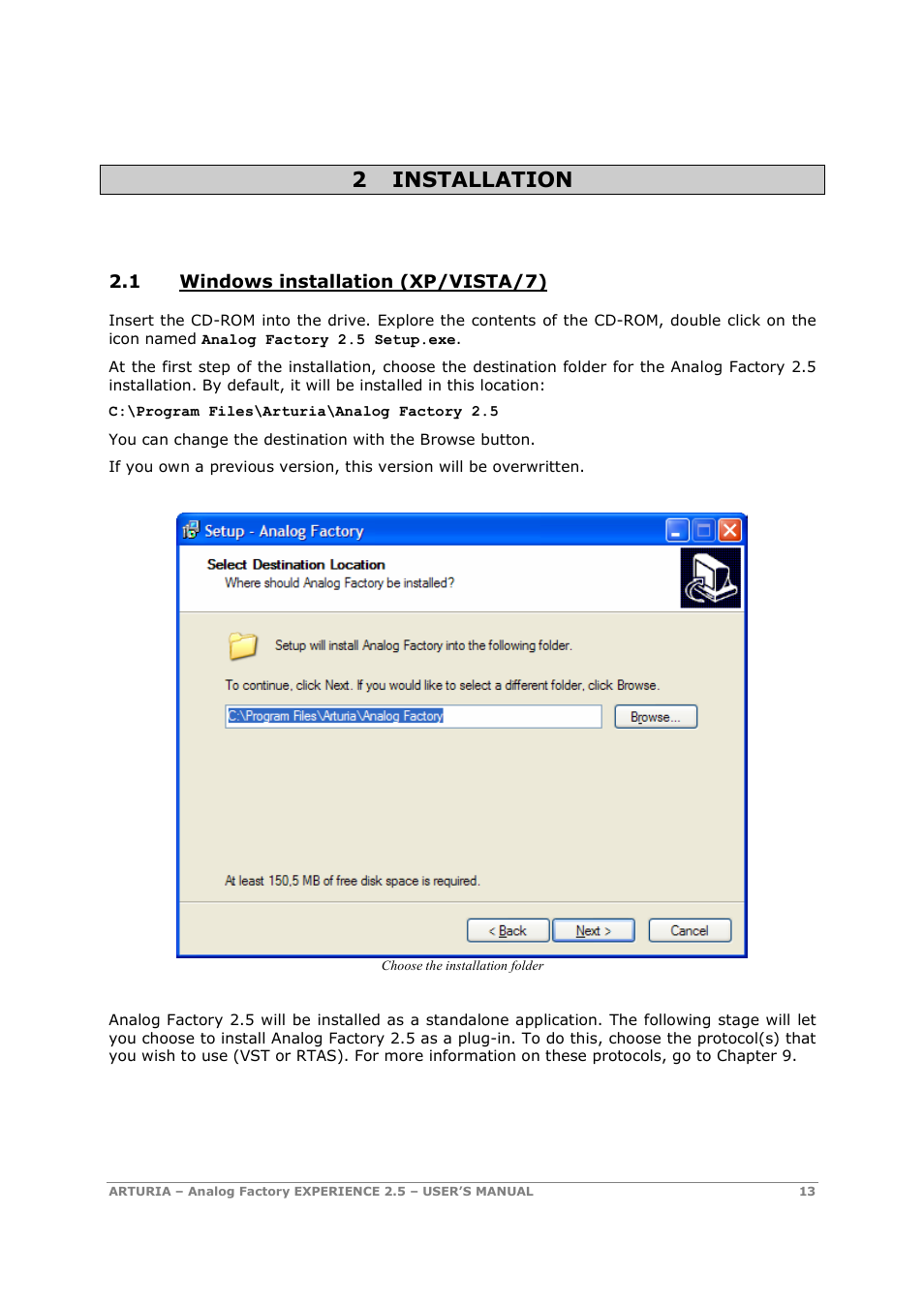 2 installation | Arturia 2.5 User Manual | Page 13 / 60