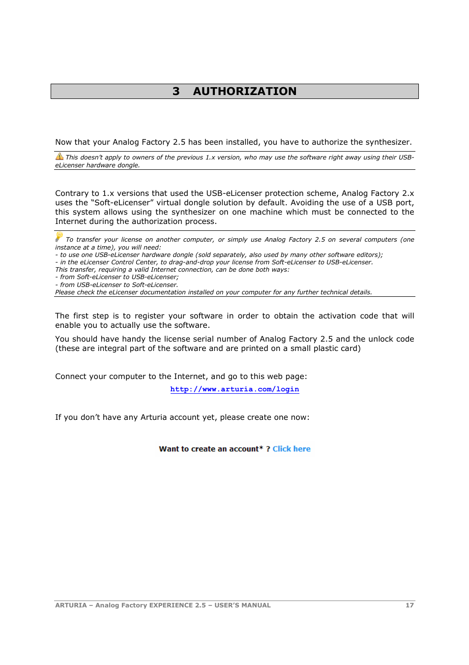 3 authorization | Arturia 2.5 User Manual | Page 17 / 60