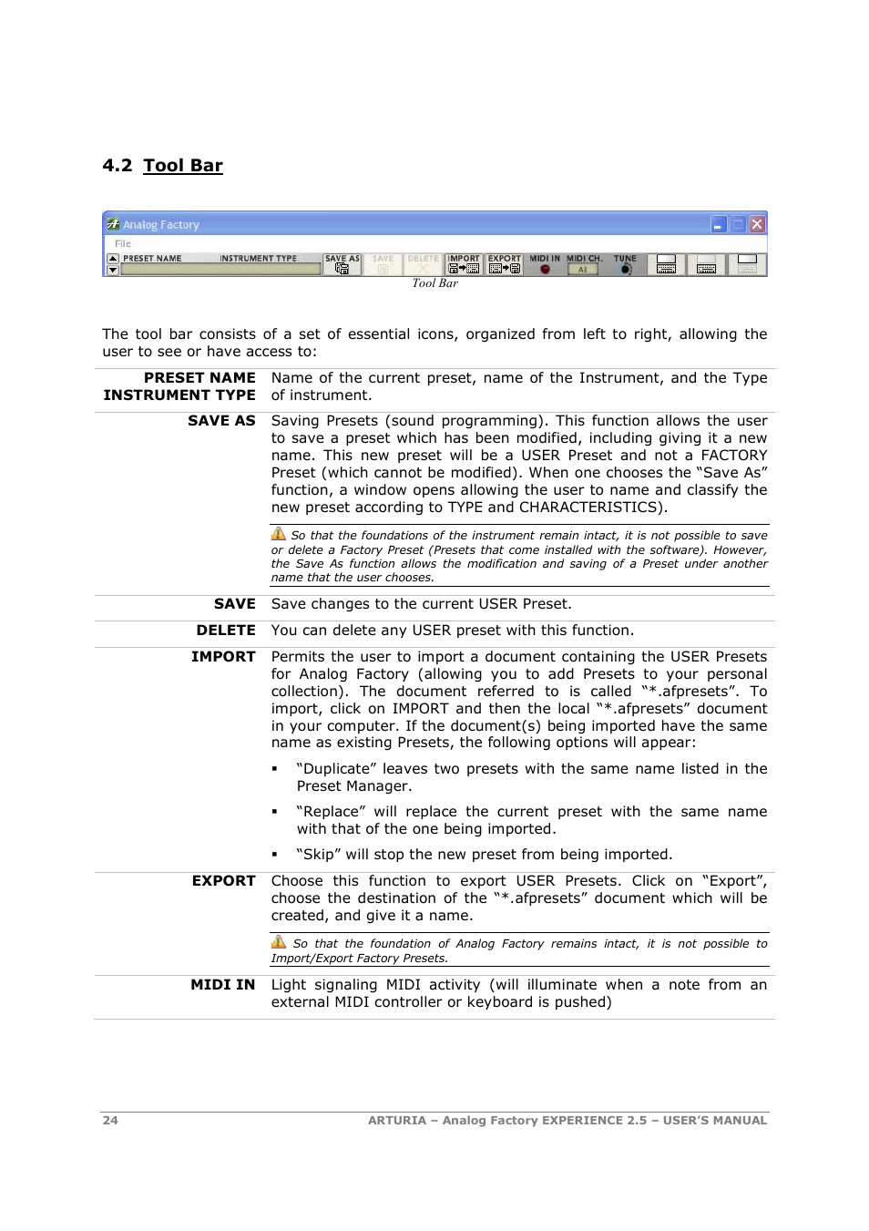 2 tool bar | Arturia 2.5 User Manual | Page 24 / 60