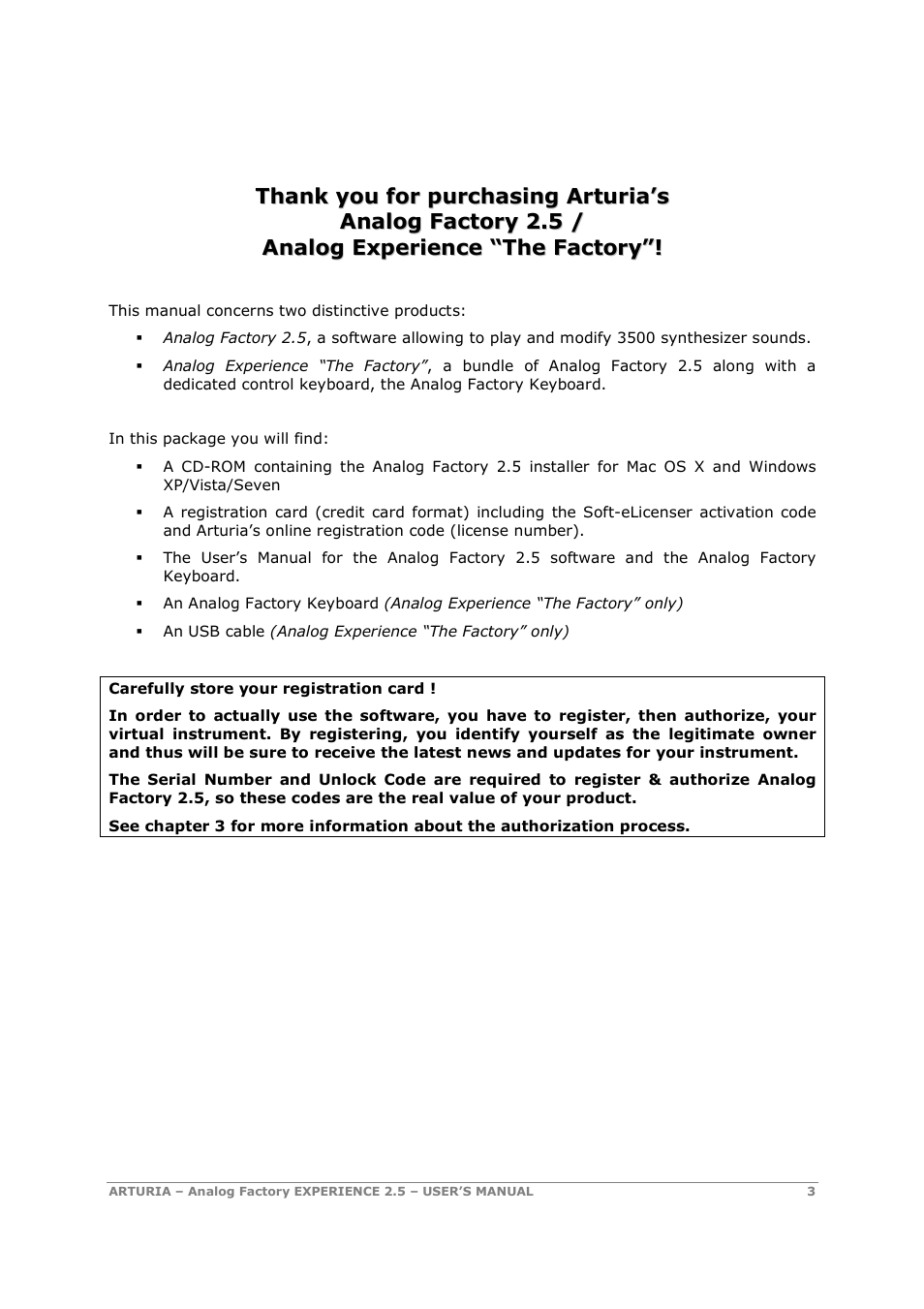 Arturia 2.5 User Manual | Page 3 / 60