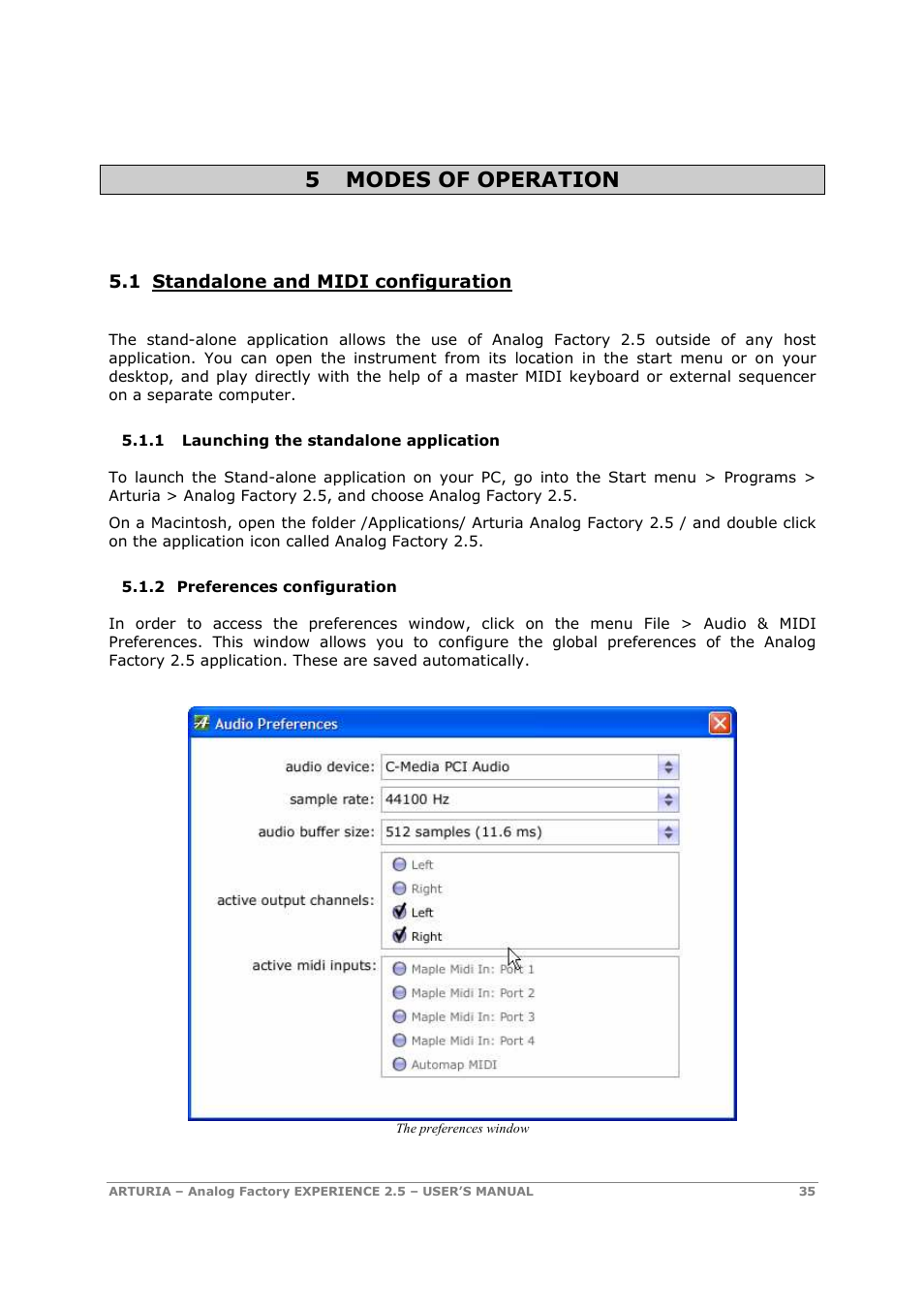 5 modes of operation | Arturia 2.5 User Manual | Page 35 / 60