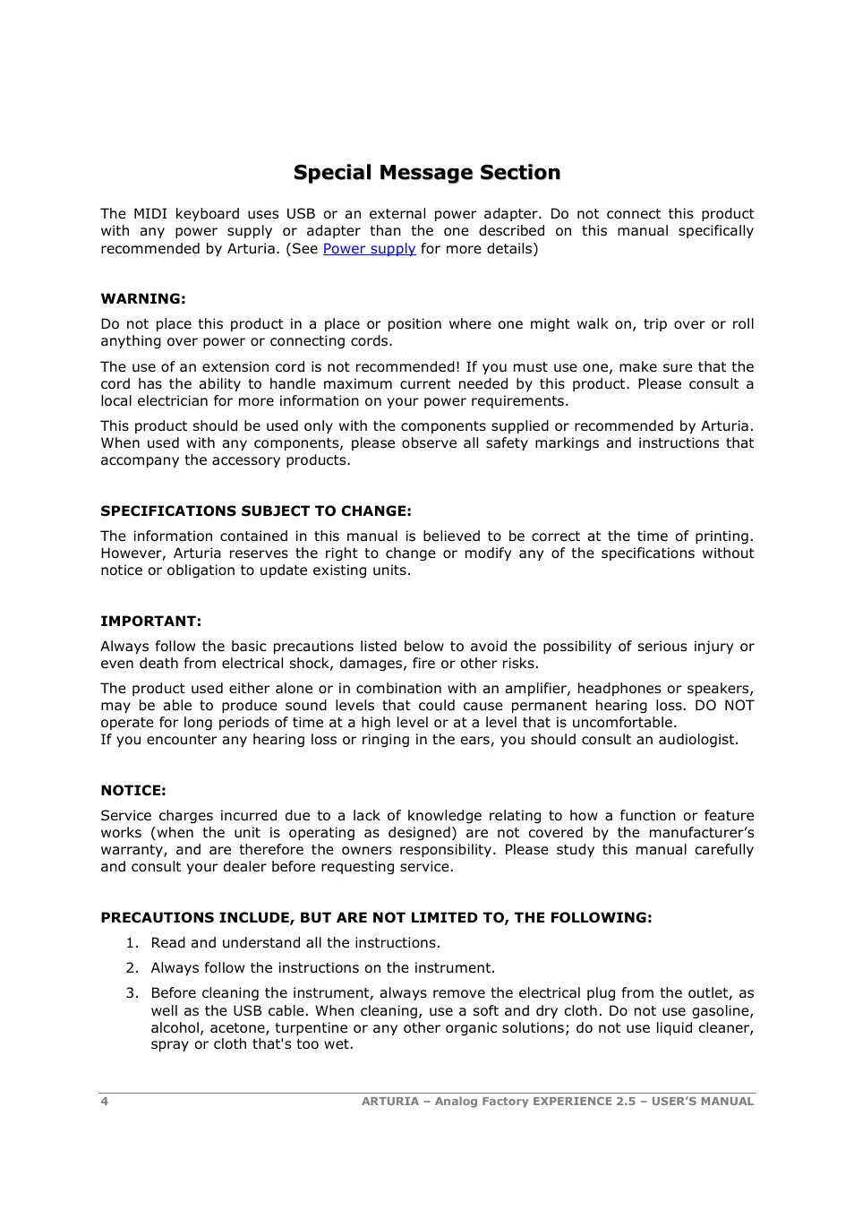 Arturia 2.5 User Manual | Page 4 / 60