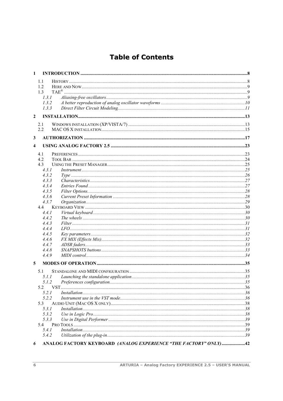 Arturia 2.5 User Manual | Page 6 / 60