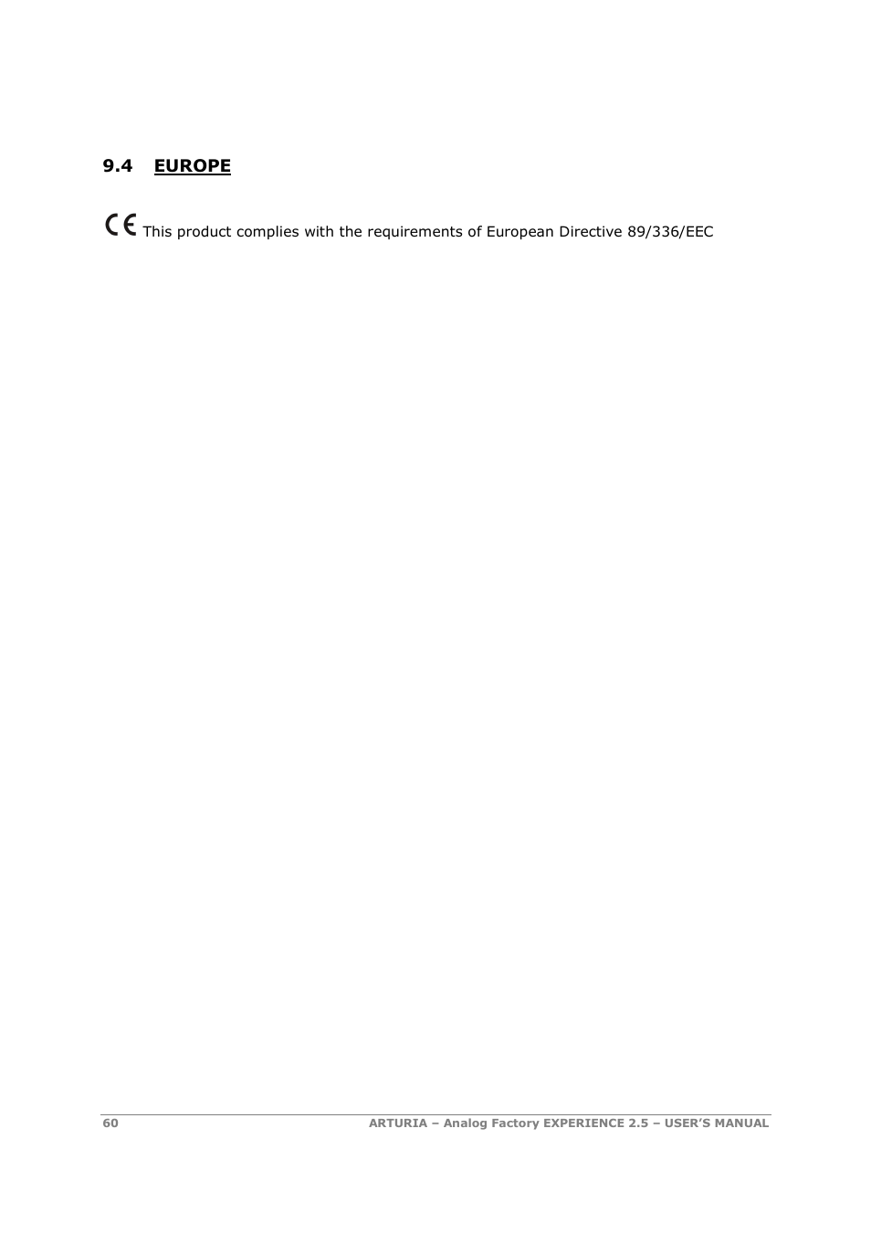 4 europe | Arturia 2.5 User Manual | Page 60 / 60