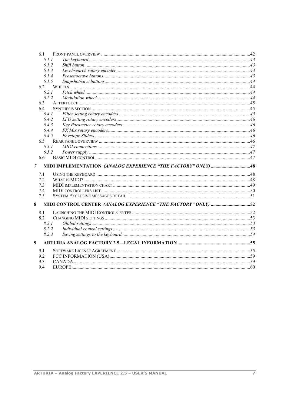 Arturia 2.5 User Manual | Page 7 / 60