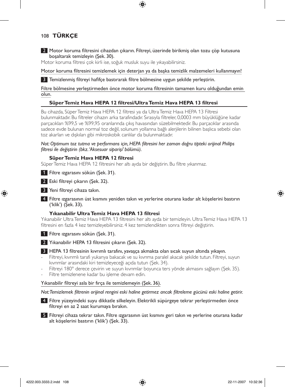 Philips Aspirateur sans sac User Manual | Page 108 / 116