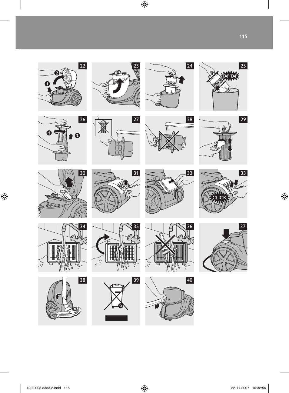 Philips Aspirateur sans sac User Manual | Page 115 / 116