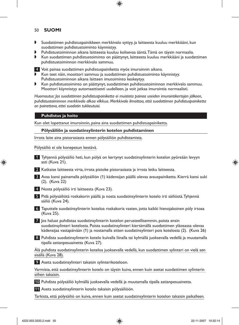 Philips Aspirateur sans sac User Manual | Page 50 / 116