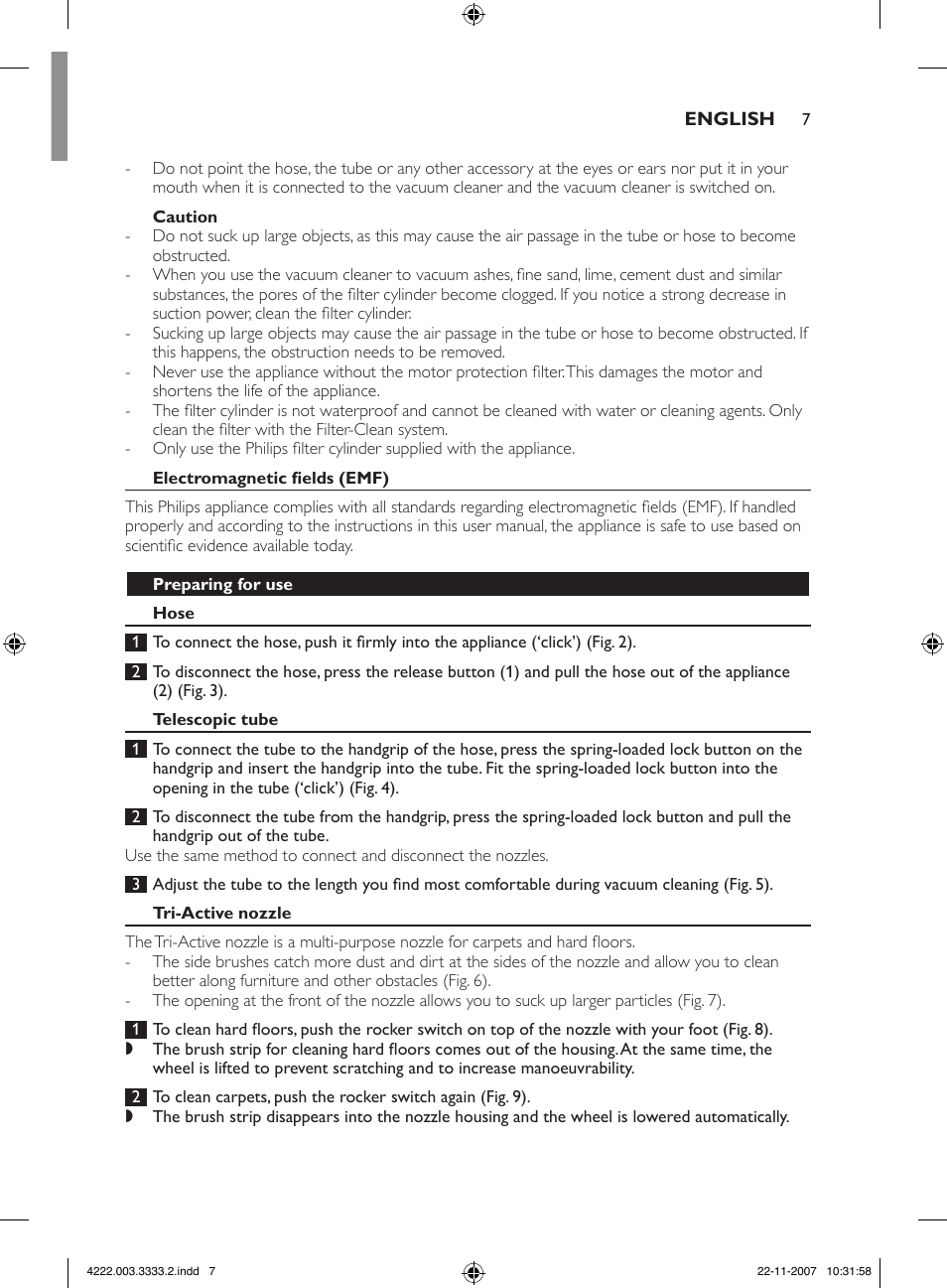 Philips Aspirateur sans sac User Manual | Page 7 / 116