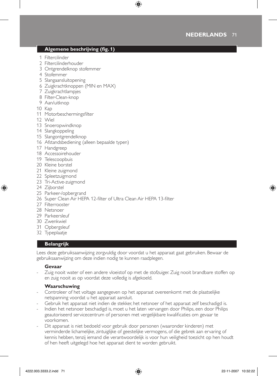 Philips Aspirateur sans sac User Manual | Page 71 / 116