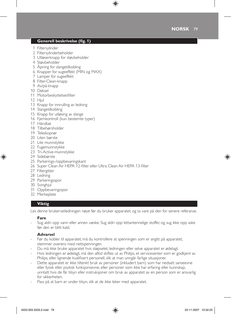 Philips Aspirateur sans sac User Manual | Page 79 / 116