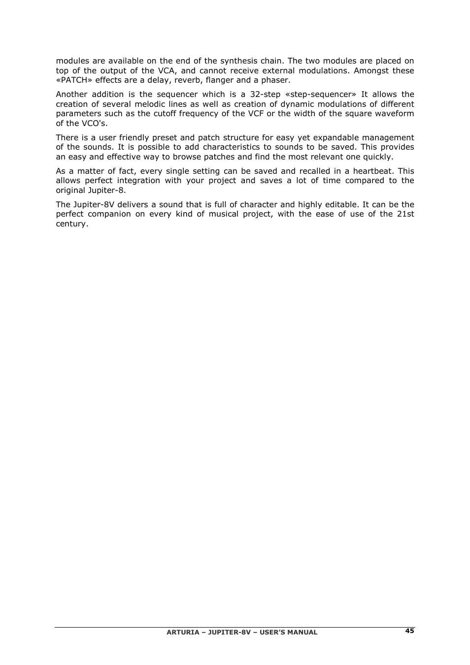Arturia JUPITER-8V 2 User Manual | Page 45 / 125