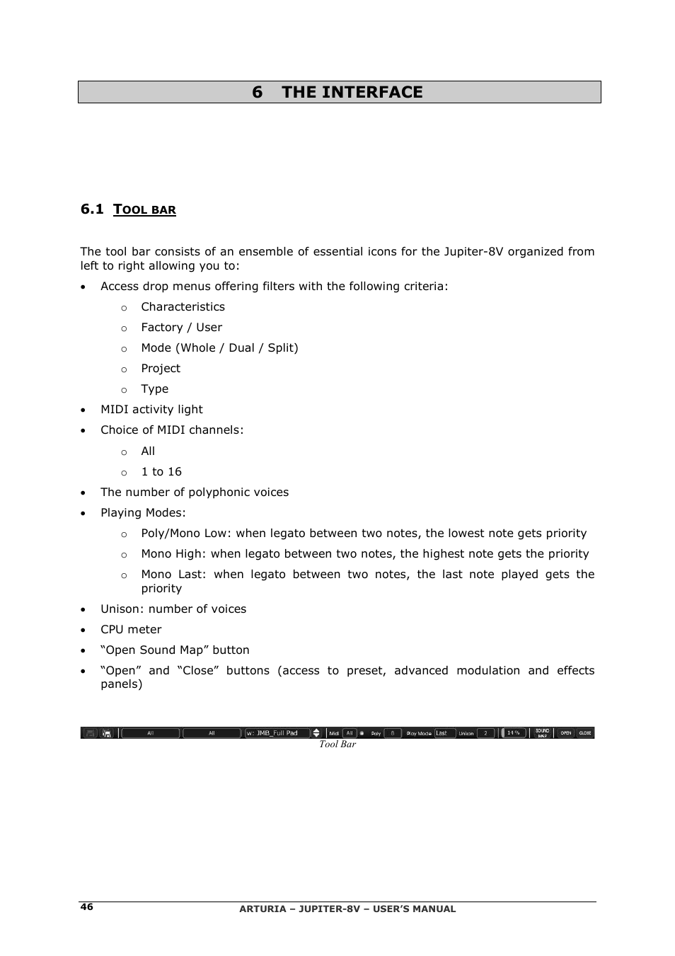 6 the interface | Arturia JUPITER-8V 2 User Manual | Page 46 / 125