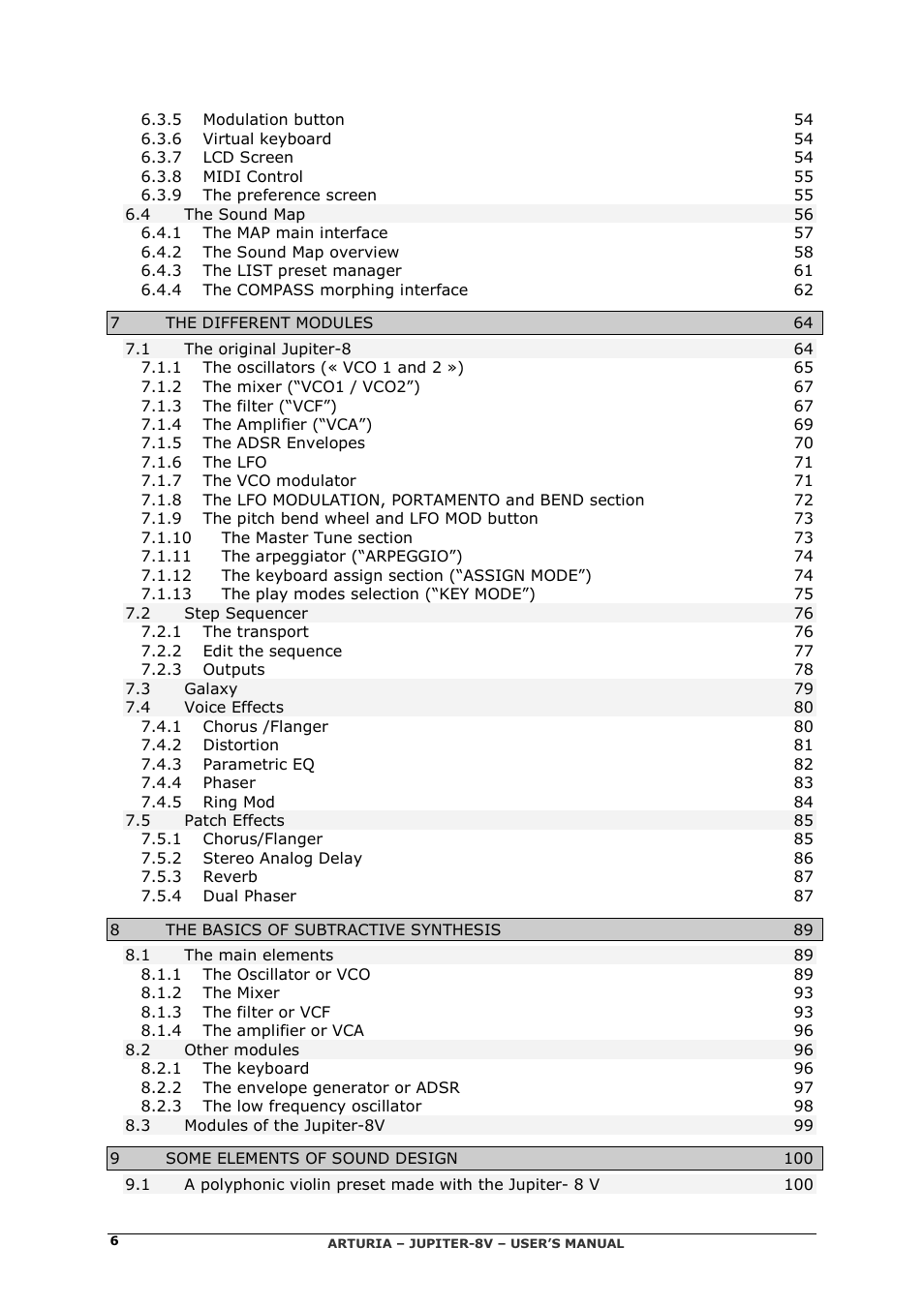 Arturia JUPITER-8V 2 User Manual | Page 6 / 125