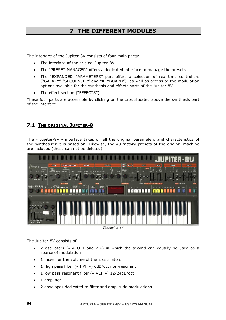 7 the different modules | Arturia JUPITER-8V 2 User Manual | Page 64 / 125