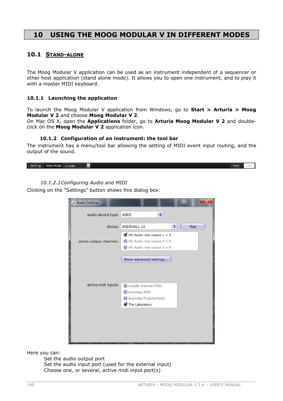 10 using the moog modular v in different modes | Arturia MOOG MODULAR 2.6 User Manual | Page 140 / 154