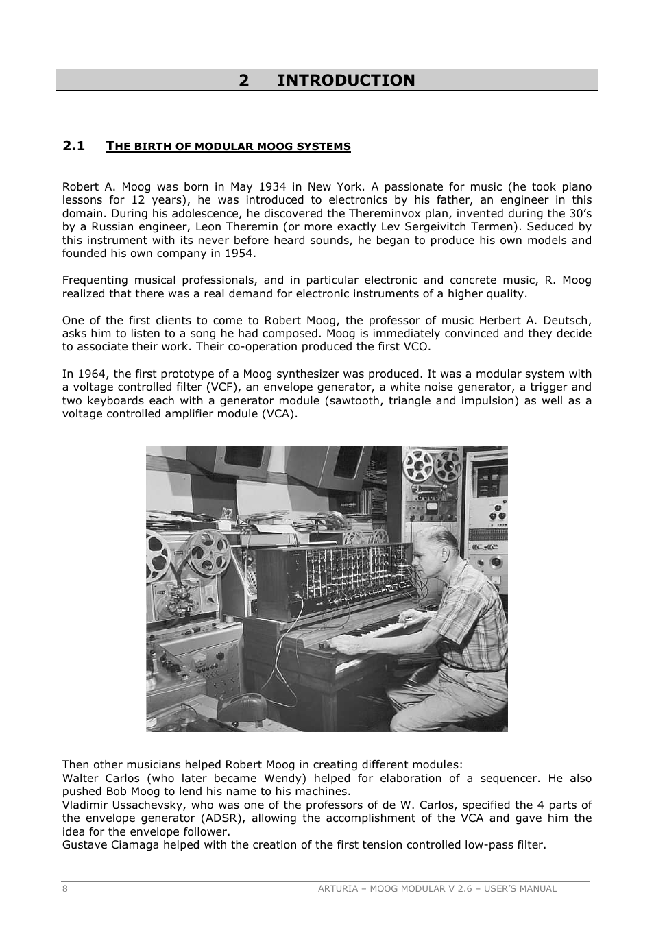 2introduction | Arturia MOOG MODULAR 2.6 User Manual | Page 8 / 154