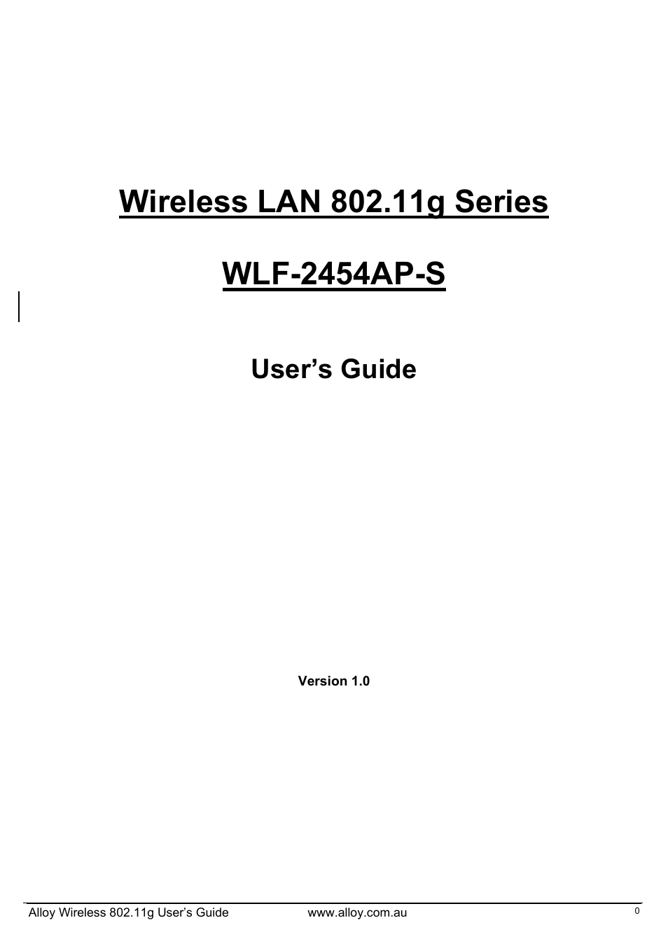 Alloy Computer Products WLF2454AP-S User Manual | 30 pages