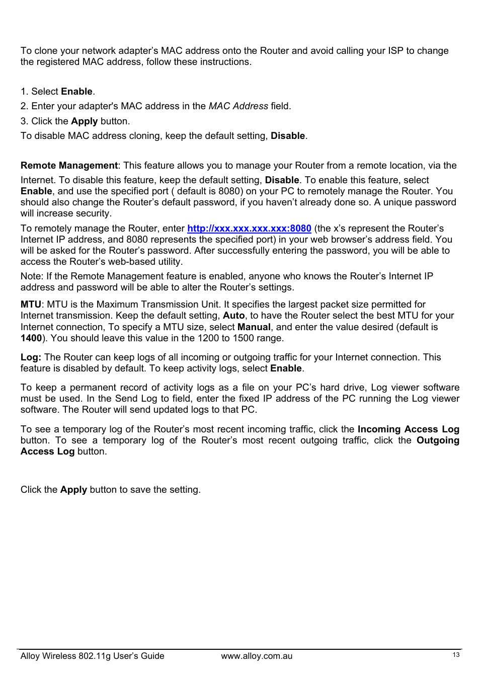 Alloy Computer Products WLF2454AP-S User Manual | Page 14 / 30