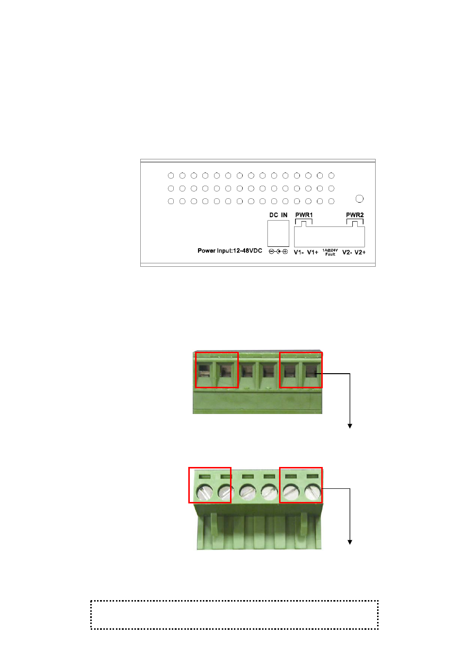 Bottom view, Wiring the dc power inputs | Alloy Computer Products RNS5 User Manual | Page 7 / 22