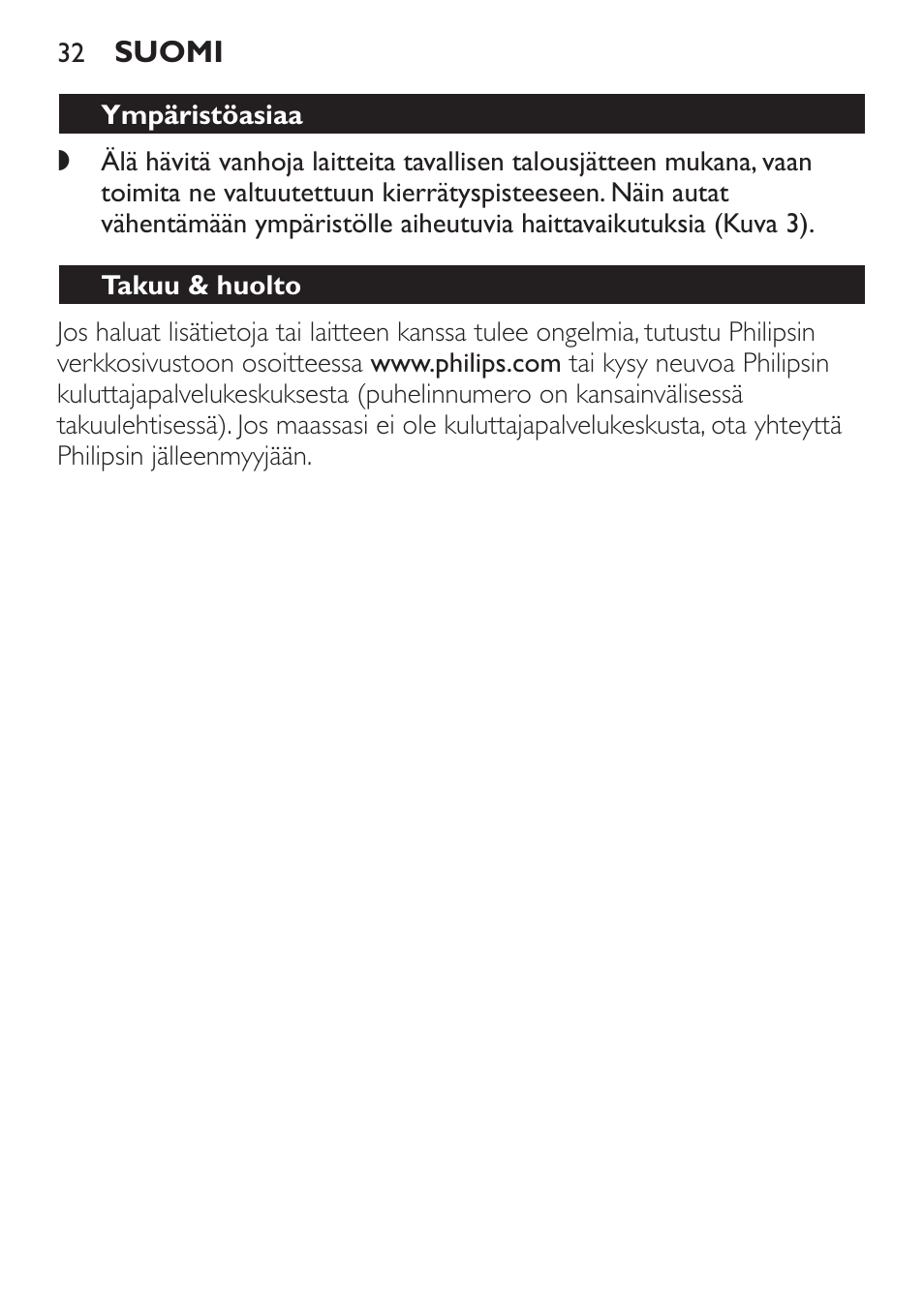 Soijamaito, Ympäristöasiaa, Takuu & huolto | Resepti | Philips Mixeur plongeant User Manual | Page 32 / 68