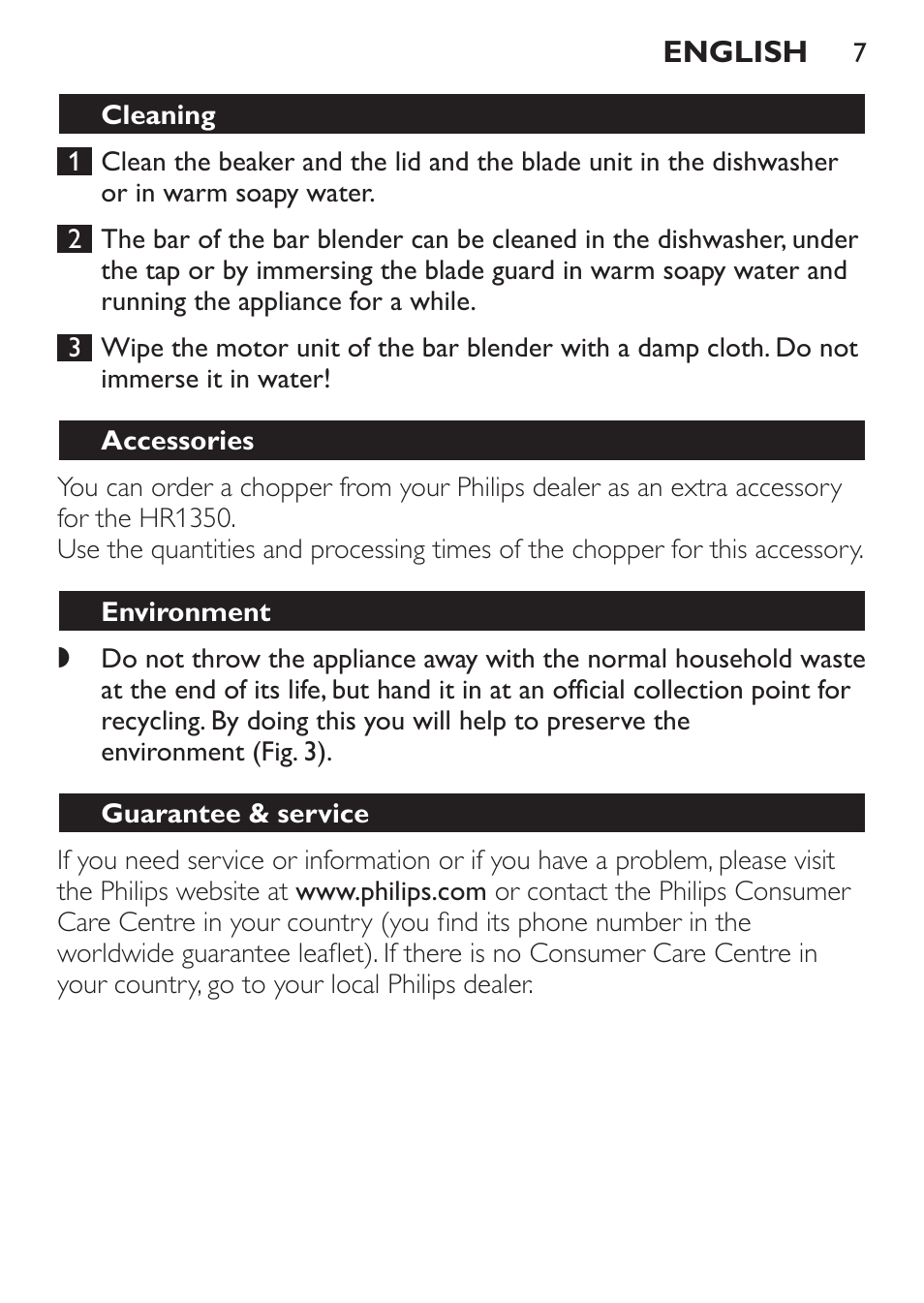 Soy milk, Accessories, Environment | Guarantee & service, Recipe | Philips Mixeur plongeant User Manual | Page 7 / 68