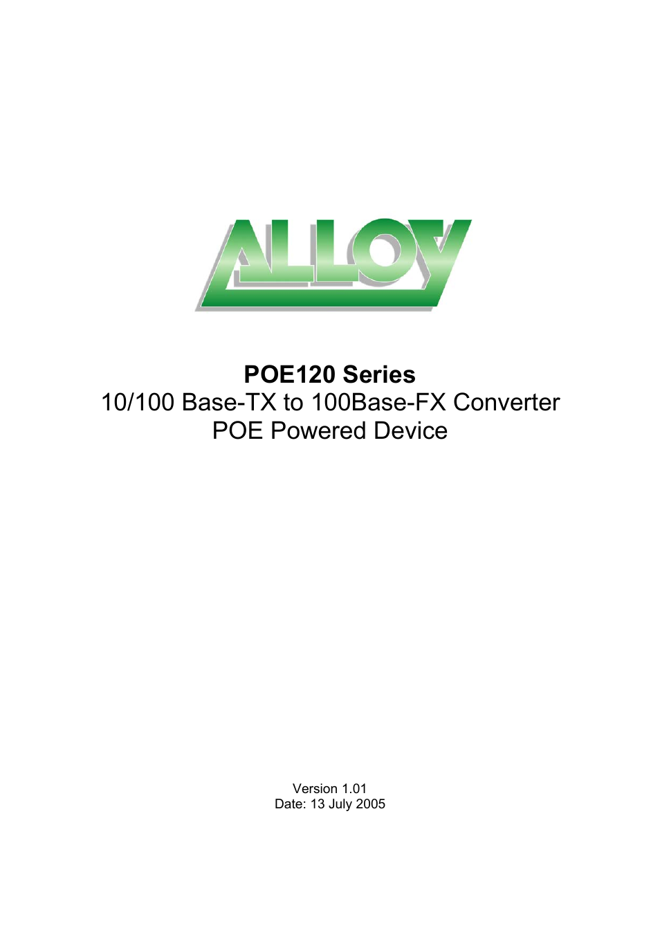 Alloy Computer Products POE120 Series User Manual | 9 pages