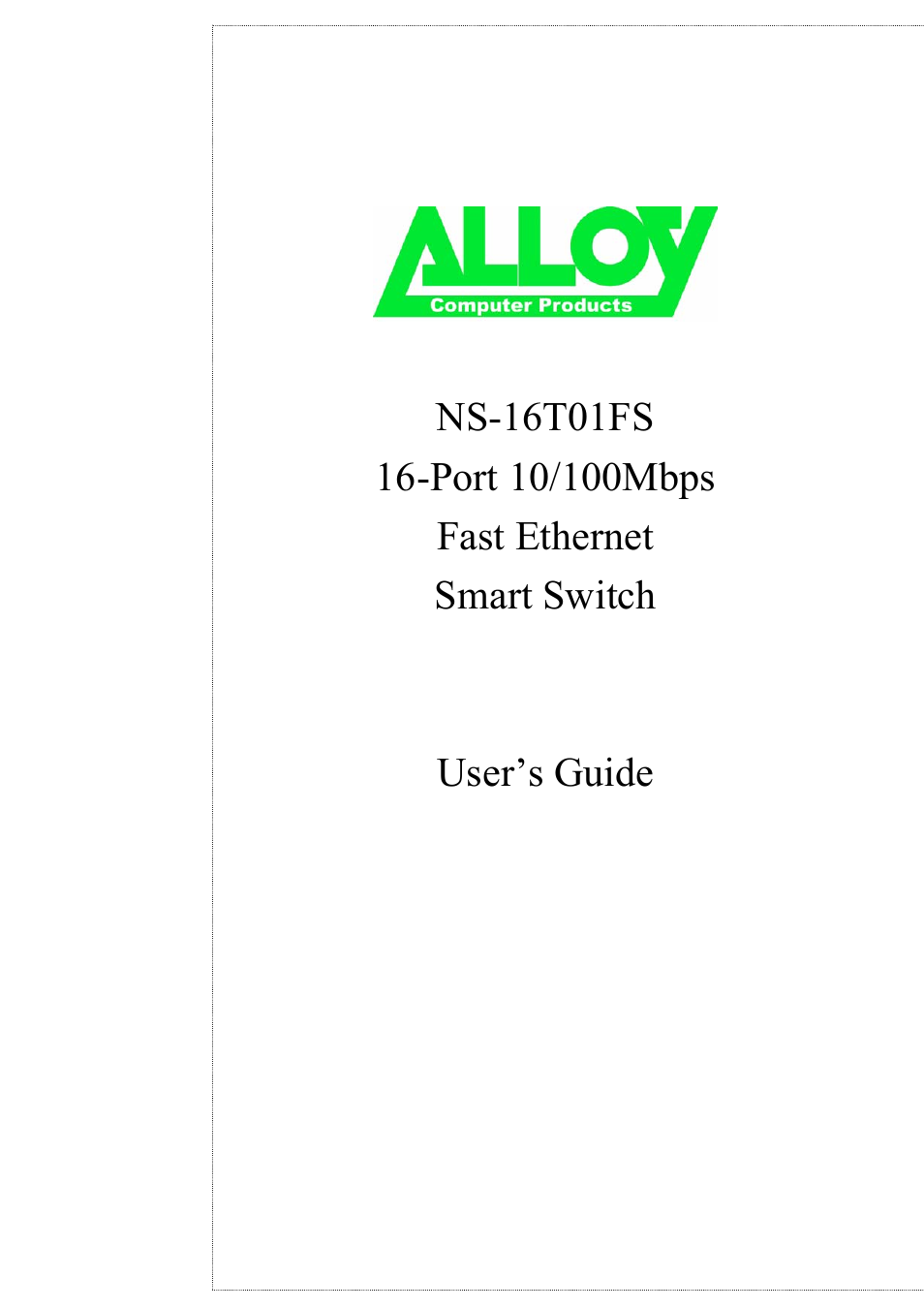 Alloy Computer Products NS-16T01FS User Manual | 37 pages