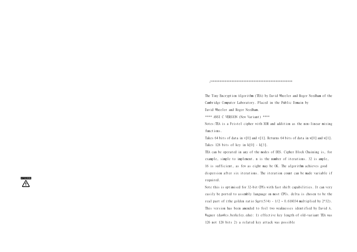 Appendix a, Tiny encryption algorithm | Alloy Computer Products Network Device BWS-136 User Manual | Page 17 / 18