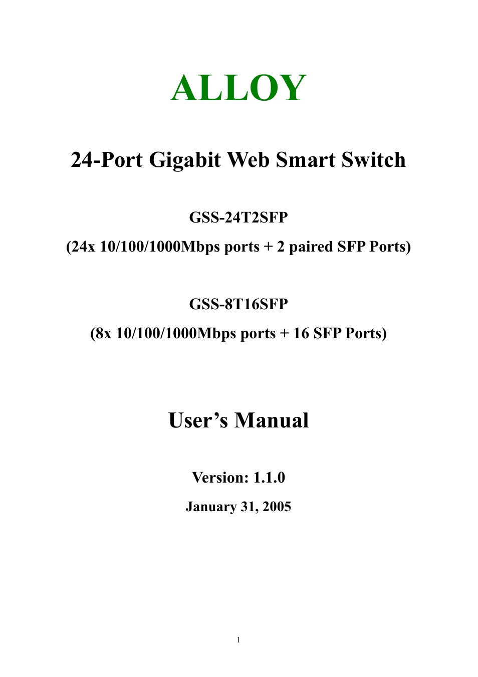 Alloy Computer Products GSS-24T2SFP User Manual | 59 pages