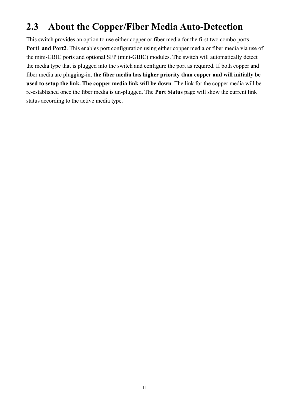 3 about the copper/fiber media auto-detection | Alloy Computer Products GSS-24T2SFP User Manual | Page 11 / 59