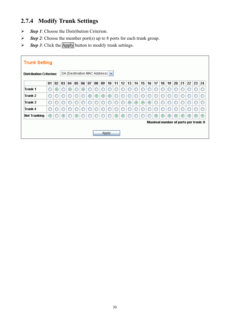 4 modify trunk settings | Alloy Computer Products GSS-24T2SFP User Manual | Page 30 / 59