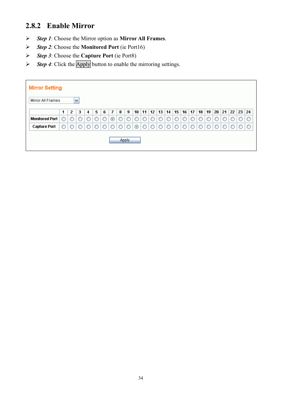 2 enable mirror | Alloy Computer Products GSS-24T2SFP User Manual | Page 34 / 59